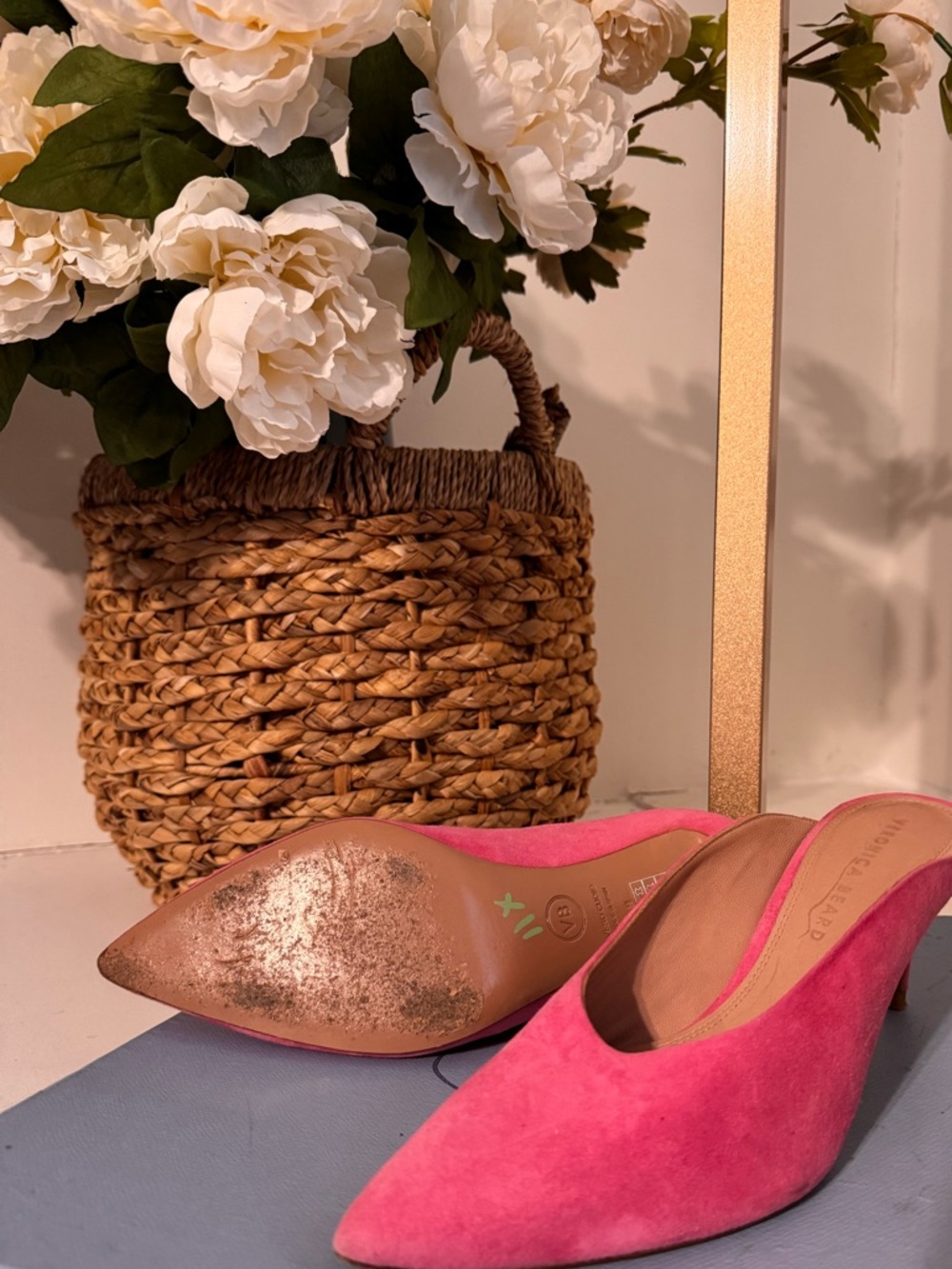 Veronica Beard Pink Suede Pointed-Toe Mules - Picture 4 of 4